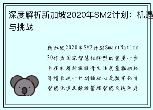 深度解析新加坡2020年SM2计划：机遇与挑战