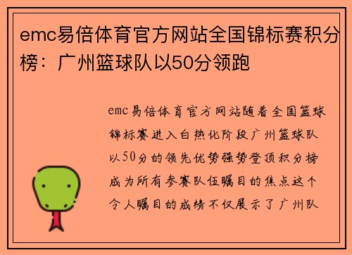 emc易倍体育官方网站全国锦标赛积分榜：广州篮球队以50分领跑