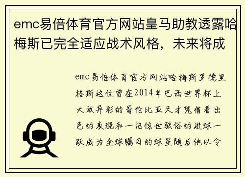 emc易倍体育官方网站皇马助教透露哈梅斯已完全适应战术风格，未来将成关键角色